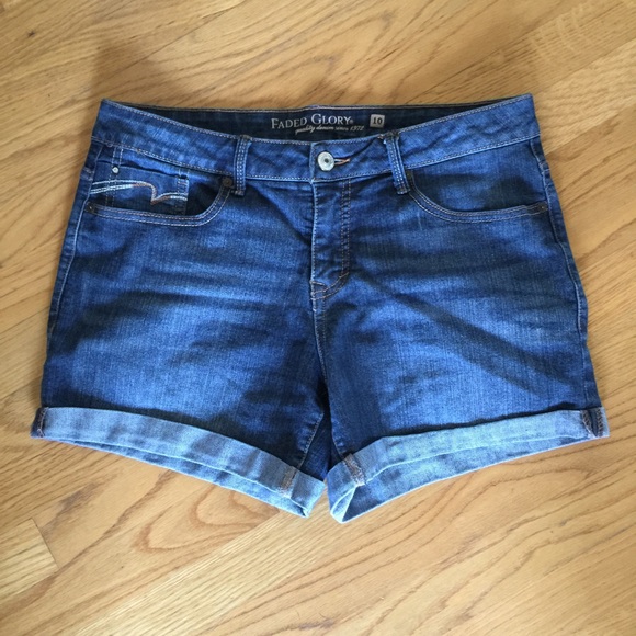 Faded Glory Pants - FADED GLORY Blue Jean Denim Cuffed Shorts