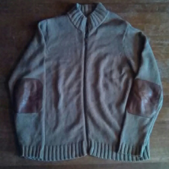 Carmel zip up leather elbow padded cardigan