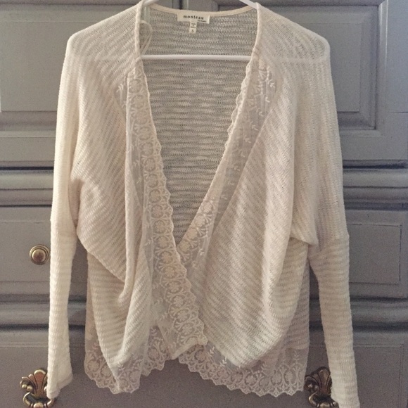 Sheer lace cream cardigan