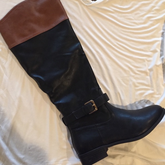 Black boots with brown top Clearance