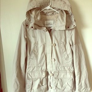 Cream parka with wool lining