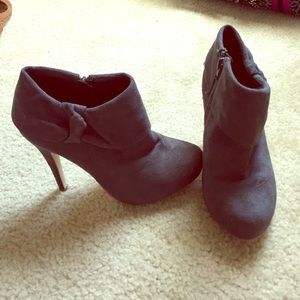 Gray suede ankle boots