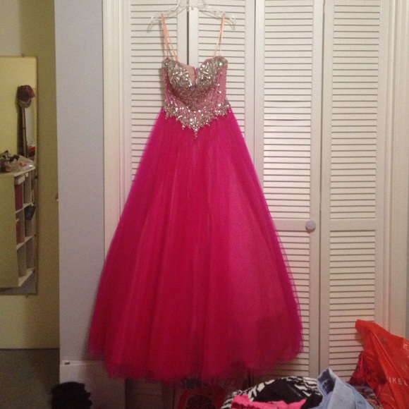 David's Bridal pink ball gown