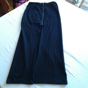 Edgy, long, black skirt, zip front