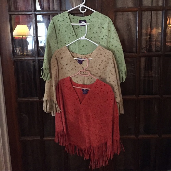 JDS Collection Red Leather Poncho (Size Medium) - Picture 1 of 3