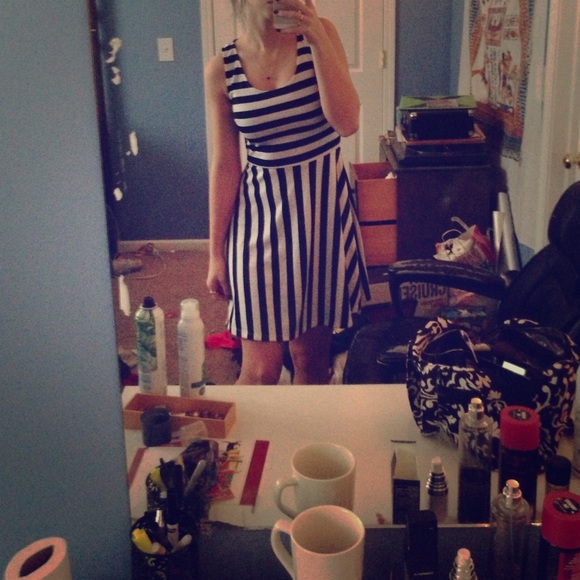 Navy and White Striped Dress - Size XS