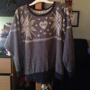 Pink brand snowflake crew