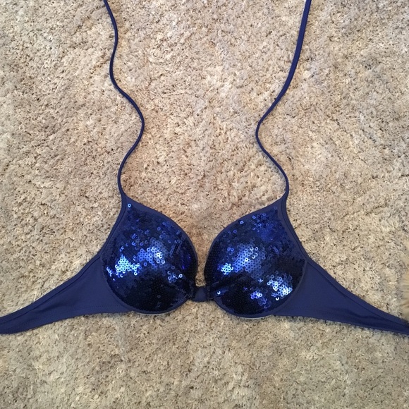 XS royal blue sequin Victoria's Secret swim top