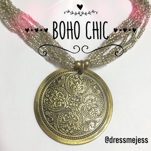 Beaded Boho Pendant Necklace