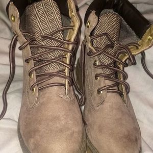 Taupe timb boot look alike
