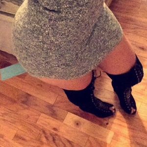 Over the knee lace up black heel boots