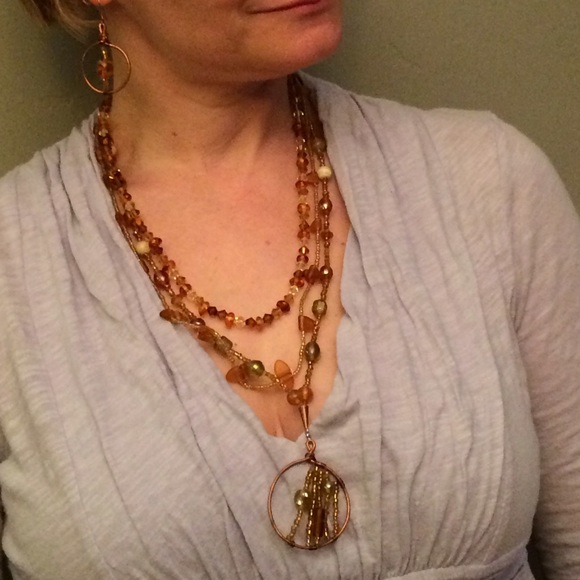 Amber Sunrise Statement set necklace & earrings