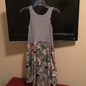 Black striped floral sun dress