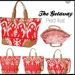 Stella & Dot Red Ikat Getaway Bag