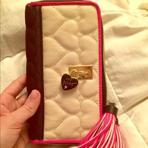 Betsy Johnson tasseled double zip wallet