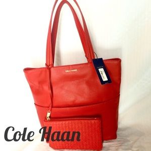 NWT Fiery Red Cole Haan Tote Bag