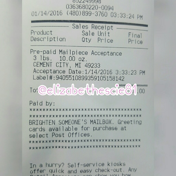 Tracking number for Elizabeth :)