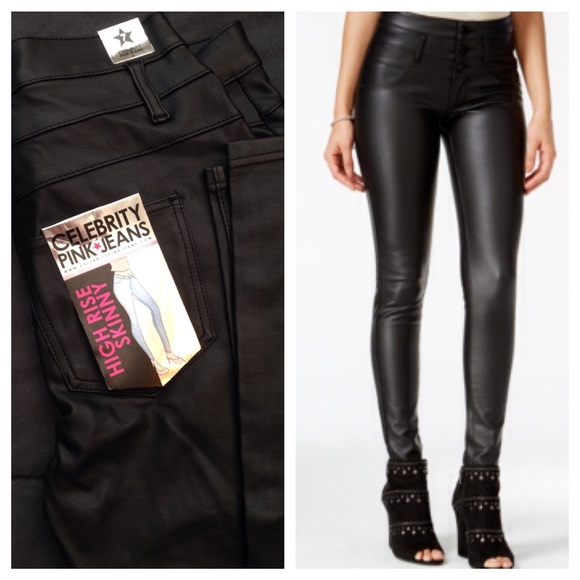 celebrity pink faux leather pants