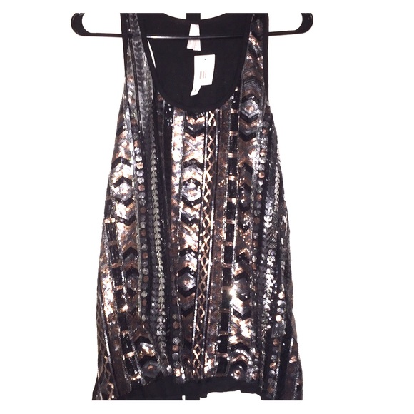 Flared Fit Sequined Tank Top