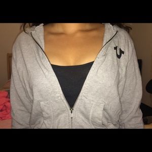 True Religion grey & black hoodie.