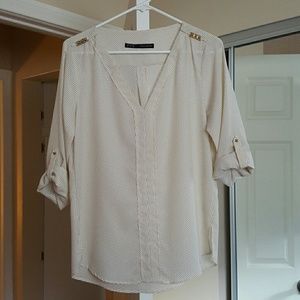 Zara Basic V-neck Polka Dot Blouse