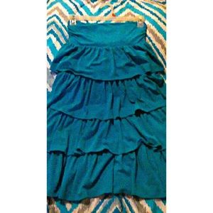 Blue J. CREW Strapless Ruffle Dress