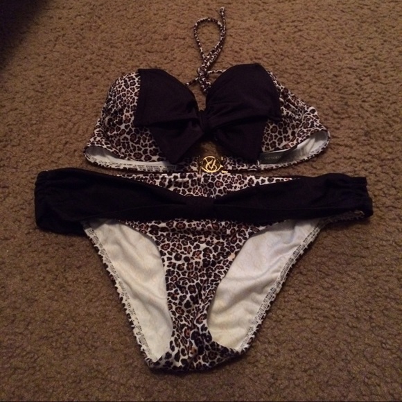 Victoria's Secret Cheetah and black swimsuit