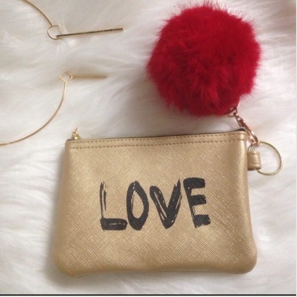 Accessories - L❤️ve Pouch & Red Pom Pom Keychain