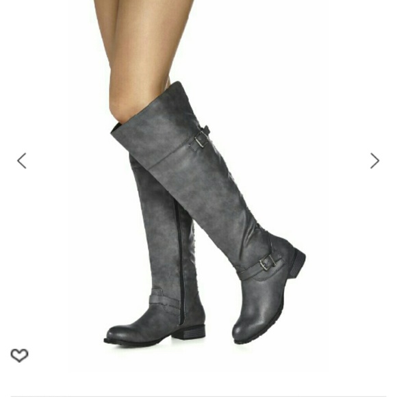 Justfab knee high charcoal grey boots