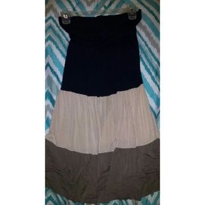 C o l o r b l o c k Strapless Dress