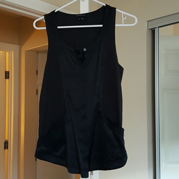Theory Black Tuxedo-style Sleeveless Top