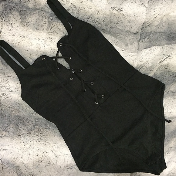 SOLD OUT Lace Up Front Body Suit Leotard Tank - Picture 4 of 4