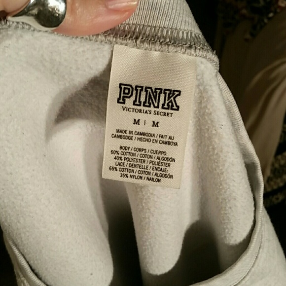 Grey sweater with lace overlay. Pink brand, size M - Picture 3 of 3