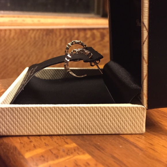 SOLD Genuine Diamond Sterling Silver Hoop Earrings - Picture 3 of 4