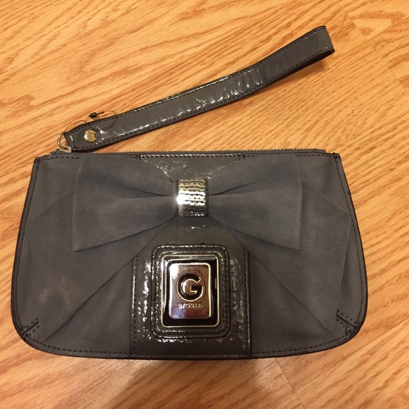Gray guess wristlet