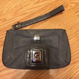 Gray guess wristlet