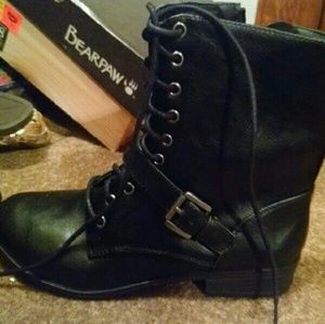 Black combat boots