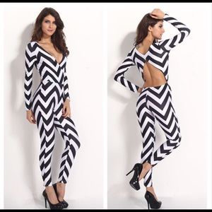 Hot!! Black and white chevron jumpsuit!! 💫