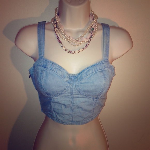 Acid wash jean belly shirt