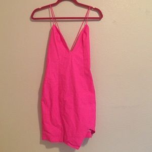 Hot pink mini bodycon dress, open back
