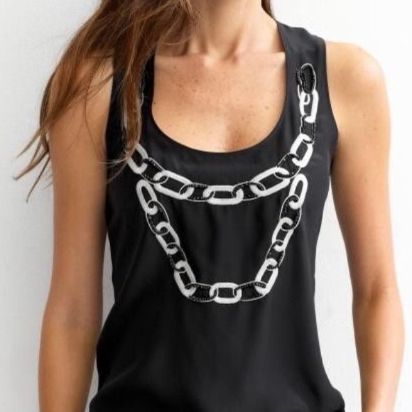🌹Banana Republic Silk Tank w/Beaded Chain Detail