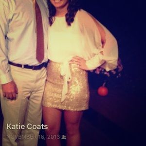 Gold and white cocktail dress