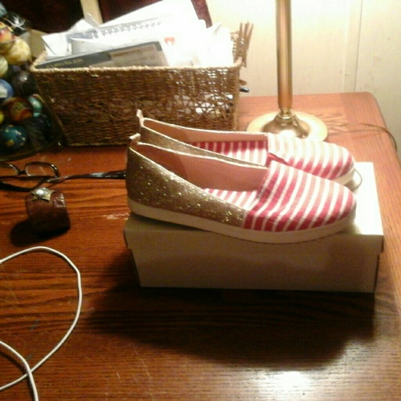 Red and Gold loafers