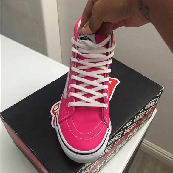 leather hot pink sk8 hi vans - Picture 2 of 4