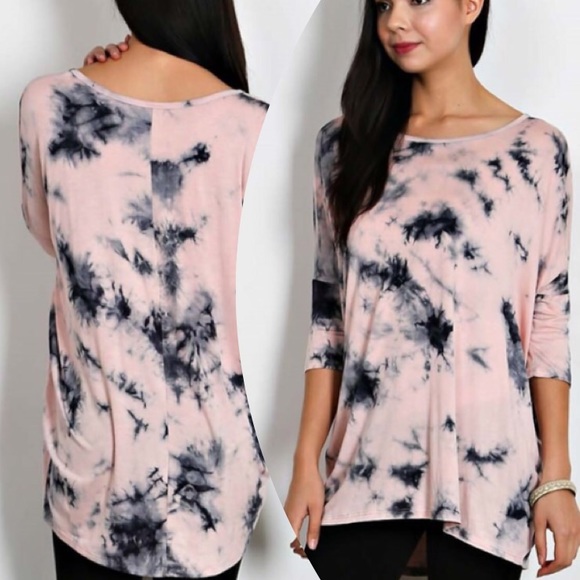 🌺HOST PICK 2/26🌺BLACK & PINK TIE DYE KNIT TOP - Picture 2 of 2