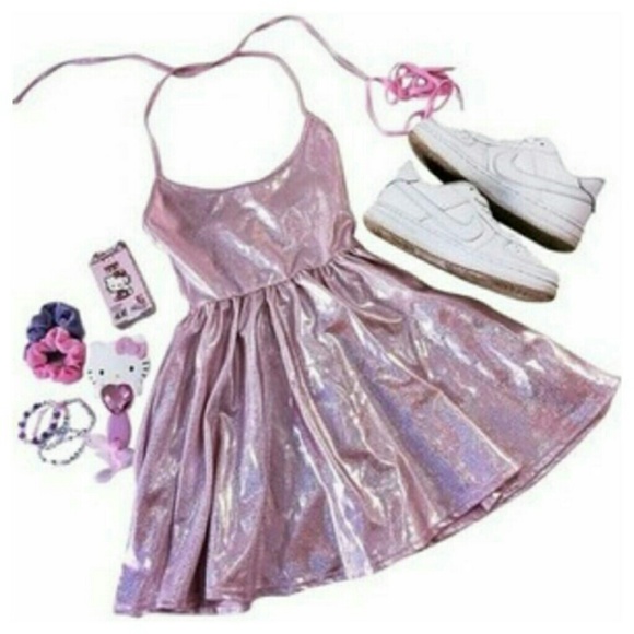 *Sold* AA Shiny Skater Dress - Picture 3 of 4