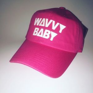 Pink Wavvy Baby hat adjustable with tuck pocket