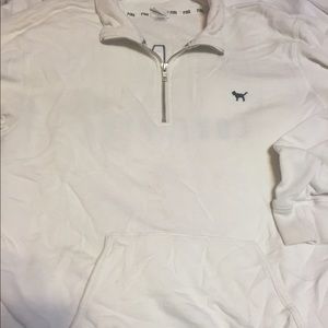 PINK White High Neck Half Zip
