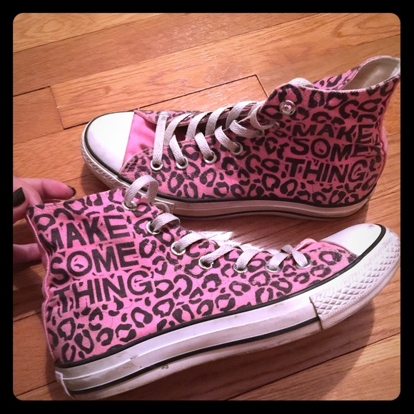 Pink leopard custom converse