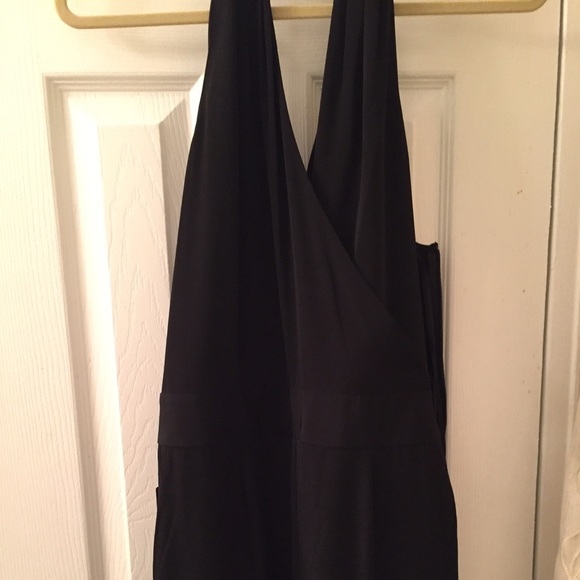 Black deep v neck jumpsuit